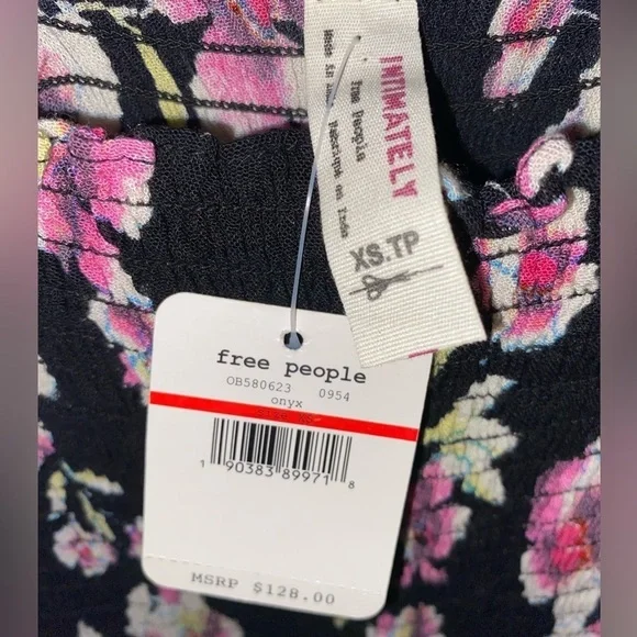 Free People Garden Party Floral Maxi Dress XS, Boho, Orchids, Whimsigoth NWT - Picture 5 of 7